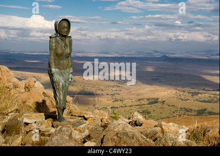 Statue de la femme aux pieds nus (Bald Voet Frou) près de Klip Retief, Free State, Afrique du Sud Banque D'Images