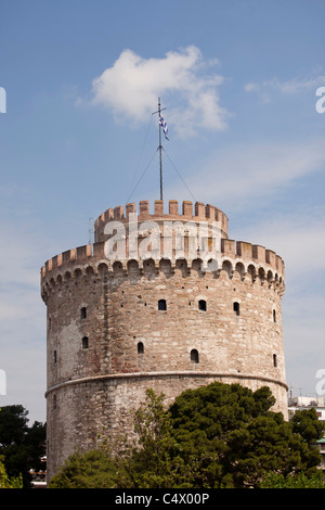 La Tour blanche, l'ancienne partie de la muraille de la ville et symbole de la ville de Thessalonique, Macédoine, Grèce Banque D'Images