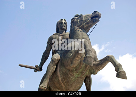 La statue équestre d'Alexandre le Grand en Grèce, Macédoine, Grèce Banque D'Images