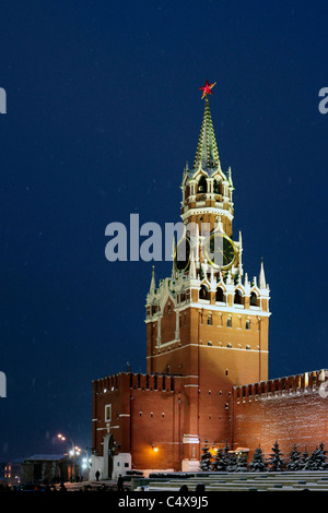 La place Rouge et le Kremlin la nuit, Moscou, Russie Banque D'Images