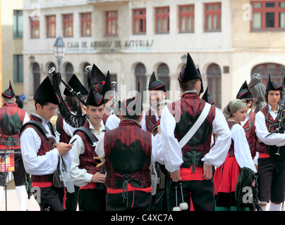 La Cornemuse traditionnelle des Asturies, Oviedo, Asturias, Espagne Banque D'Images