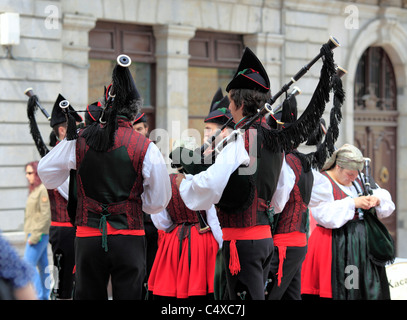 La Cornemuse traditionnelle des Asturies, Oviedo, Asturias, Espagne Banque D'Images