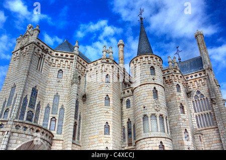 Palais épiscopal (1889-1913), par Antoni Gaudi, Astorga, Leon, Espagne Banque D'Images