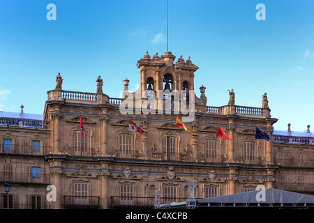 L'hôtel de ville, de la Plaza Mayor, Salamanque, Castille et Leon, Espagne Banque D'Images