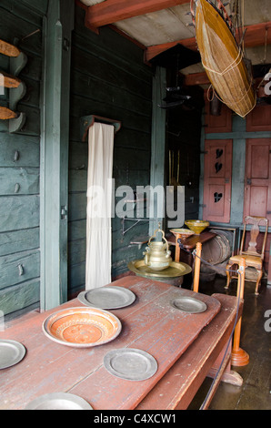 La Norvège, Bergen. Musée hanséatique, l'un des plus vieux bâtiments en bois et les mieux préservées à Bergen, intérieur d'origine. Banque D'Images