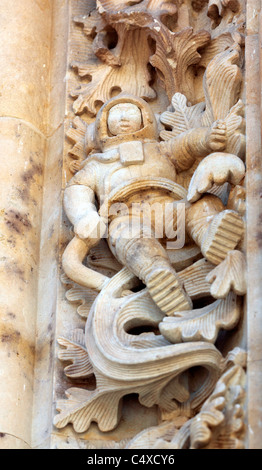 Astronaute sur le portail de la nouvelle cathédrale (Catedral Nueva), Salamanque, Castille et Leon, Espagne Banque D'Images