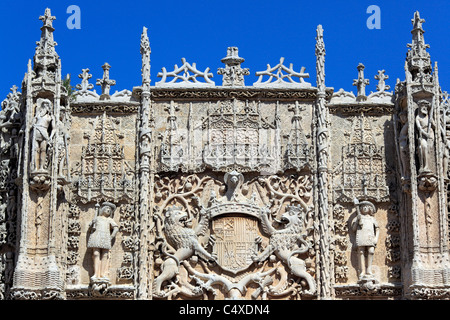 Sculpture sur le portail du Colegio de San Gregorio, Musée National de Sculpture, Valladolid, Castille et Leon, Espagne Banque D'Images