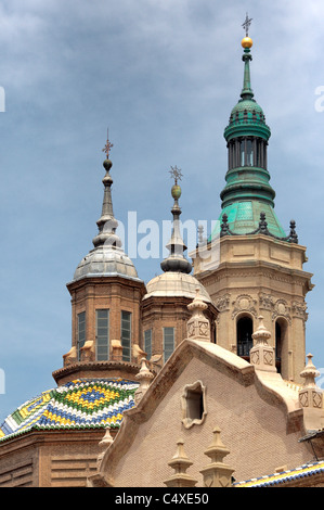 Basilique Notre Dame du pilier, Zaragoza, Aragon, Espagne Banque D'Images