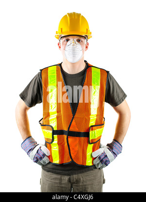 Male construction worker wearing protective gear sécurité Banque D'Images