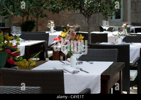 Le tableau présenté dans l'extérieur restaurant, Cavtat, Croatie Banque D'Images