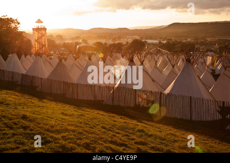 Champ de tipi. Glastonbury Festival 2011 Banque D'Images