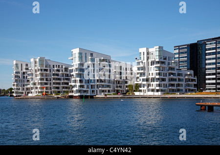 L'architecture primée de bâtiments résidentiels à Havneholmen Kalvebod Brygge dans le port de Copenhague, Danemark Banque D'Images