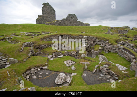 Règlement de l'âge du fer demeure l'objet de fouilles à Jarlshof, îles Shetland, en Écosse. UK. 7383 SCO Banque D'Images