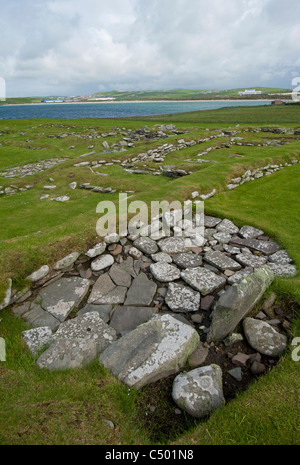 La colonisation scandinave en séjour à Jarlshof, continentale, au sud Shetland. 7385 SCO Banque D'Images