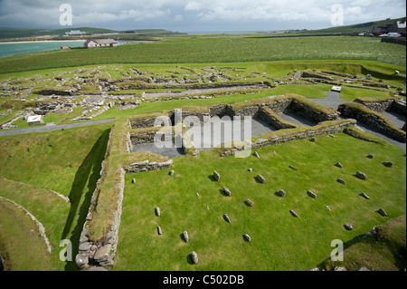 La colonisation scandinave en séjour à Jarlshof, continentale, au sud Shetland. 7389 SCO Banque D'Images