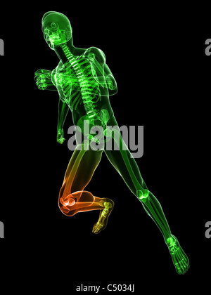 Jogger avec les articulations des genoux douloureux Banque D'Images