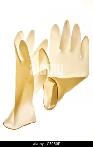 Paire de gants en latex jetables Banque D'Images