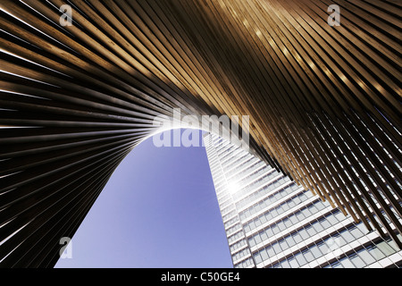 DZ Bank Tower, SELMI- city Building, 142 mètres de haut, créatif, urbain, Platz der Republik, Frankfurt am Main, Hesse, Allemagne Banque D'Images