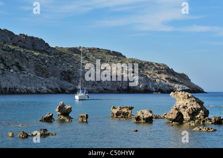 Rhodes. Îles du Dodécanèse. La Grèce. Anthony Quinn Bay. Banque D'Images