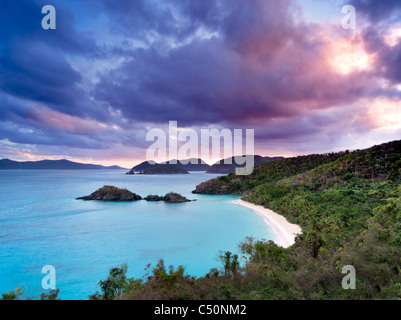 Trunk Bay lever du soleil. Saint John, Virgin Islands National Park. Banque D'Images