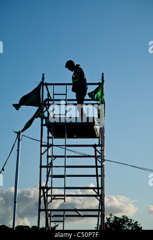 Tour d'observation des incendies dans le camping, Glastonbury Festival 2011. Banque D'Images