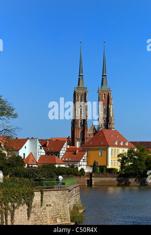 La Cathédrale de Wroclaw sur l'île de la cathédrale (Ostrow Tumski), Wroclaw, Pologne Banque D'Images