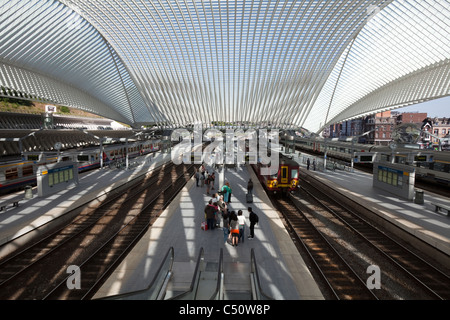 La gare de Liège-Guillemins gare, Liège, Wallonie, Belgique, Europe Banque D'Images