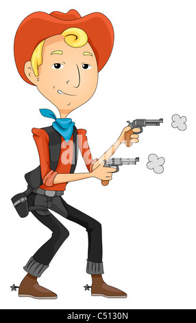 Cowboy avec Gun with clipping path Banque D'Images