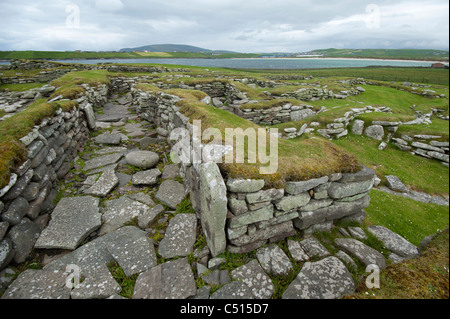 La colonisation scandinave en séjour à Jarlshof, continentale, au sud Shetland. 7398 SCO Banque D'Images