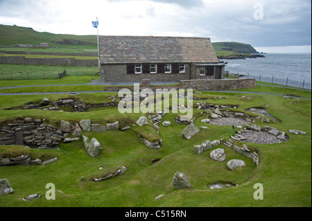 L'âge de bronze et de fer règlement demeure à Jarlshof Îles Shetland. 7402 SCO Banque D'Images