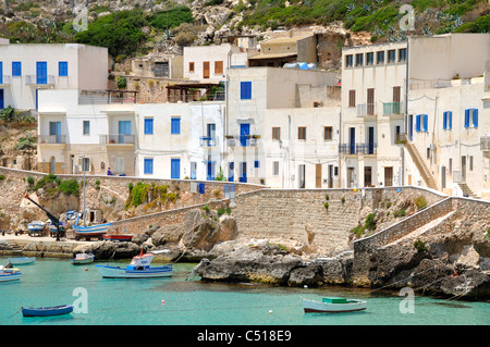 Village de Levanzo, Îles Égades, Sicile, Italie Banque D'Images