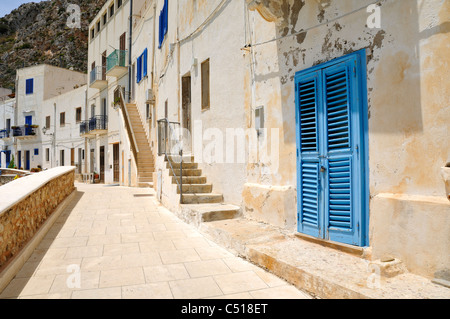 Maisons, Levanzo, Îles Égades, Sicile, Italie Banque D'Images