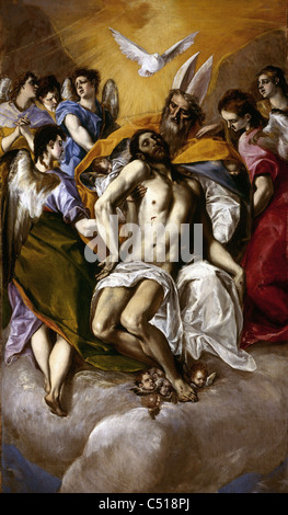 Le Greco Domenicos - El Greco La Trinidad - la Sainte Trinité 1577 Musée du Prado - Madrid Banque D'Images