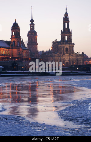 À Dresde, Saxe, Allemagne hiver Europe Banque D'Images