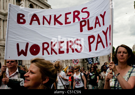 Régimes de retraite du secteur public grève, Whitehall, Londres, 30/06/2011, UK Banque D'Images