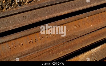 Rails de chemin de fer désaffectée dans le Maryland Illinois USA à 1915 Banque D'Images
