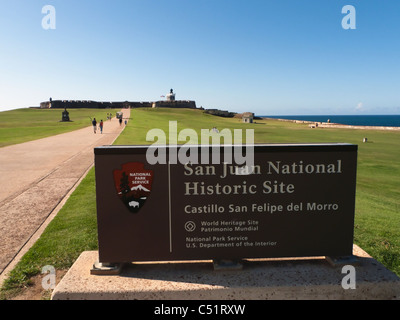 Panneau d'entrée du Fort de San Felipe del Morro, San Juan, Puerto Rico Banque D'Images
