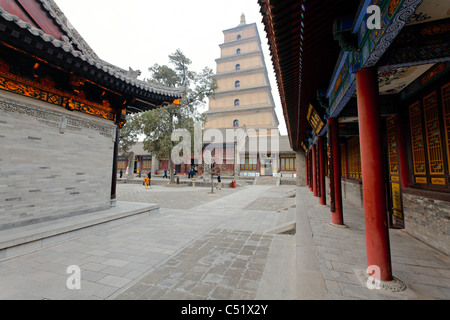 Intérieur de la Da Ci'en Temple complexe avec la tour de la Grande Pagode de l'Oie Sauvage, Xian, Shaanxi, Chine Banque D'Images