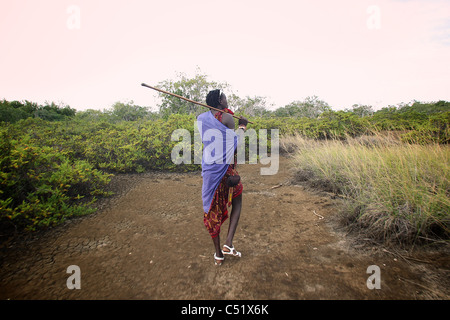 Les Masais Saadani National Park Tanzanie Afrique Banque D'Images