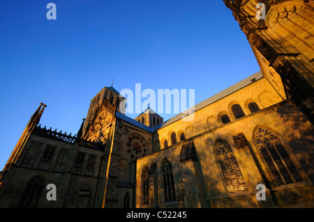 Photo de nuit de la célèbre cathédrale Paulus à Muenster, en Allemagne. Banque D'Images