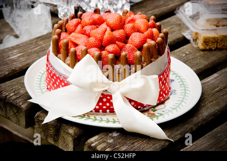 Gâteau aux fraises et chocolat Banque D'Images