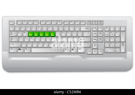 Illustration d'ordinateur d'administration clés sur fond blanc Banque D'Images