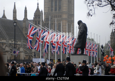 Les foules au mariage royal de Kate et William, Londres, Grande-Bretagne. Banque D'Images