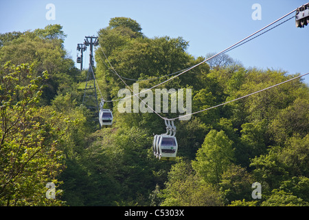 Cable cars à des hauteurs d'Abraham, Matlock Bath Banque D'Images