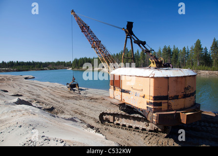 Dragueur , utilisé pour draguer du sable depuis le fond d'un lac , Finlande Banque D'Images