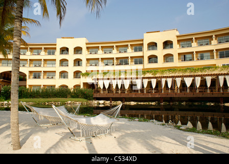 Des hamacs à l'Hacienda Tres Rios Resort tout compris sur la Riviera Maya, Quintana Roo, Mexique Banque D'Images