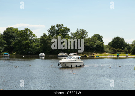 Broads cruiser voile en Salhouse, large de la rivière Bure, Norfolk Broads, UK Banque D'Images