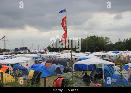 Camp de toile au roskilde festival en juillet 2011. Banque D'Images