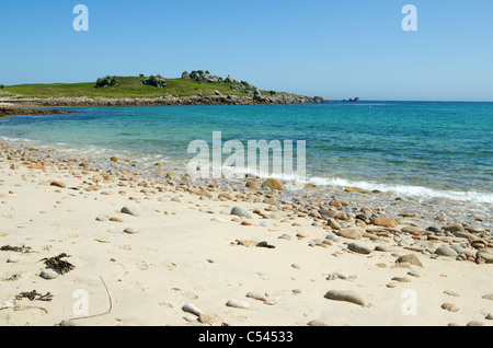 Bar plage entre St Agnes et Gugh, Îles Scilly. Banque D'Images