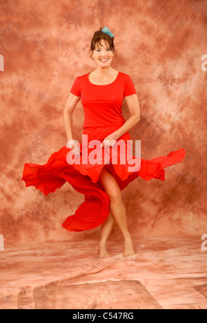 Flamenco woman sur fond de tissu Banque D'Images